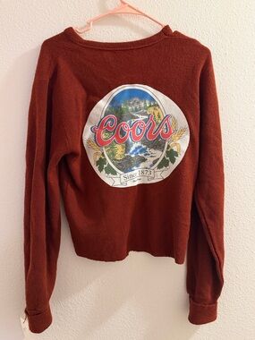 Coors Graphic Pullover Sweater - Rust Red- vintage cropped